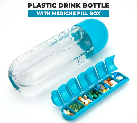 Plastic Drink Bottle with Medicine Pill Box