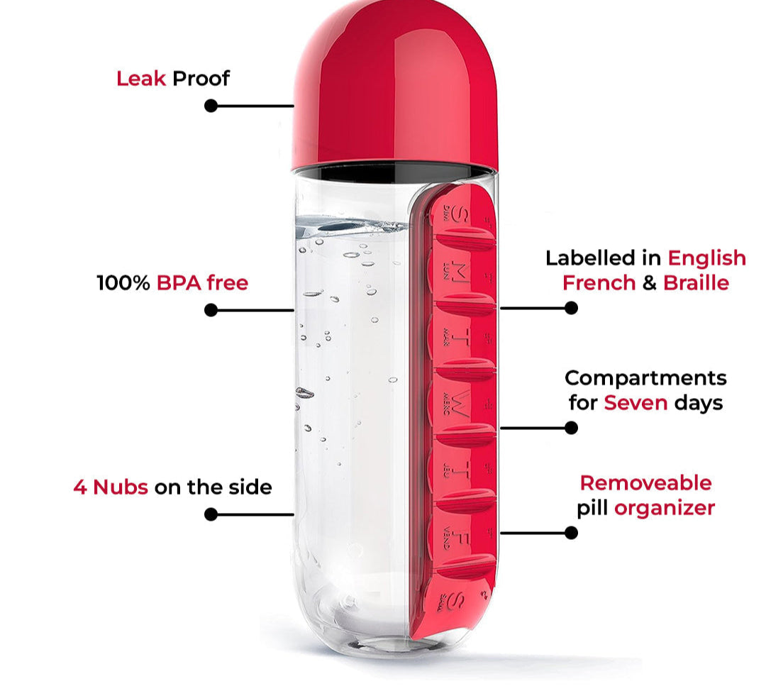 Plastic Drink Bottle with Medicine Pill Box