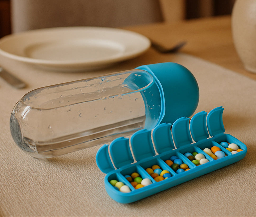 Plastic Drink Bottle with Medicine Pill Box