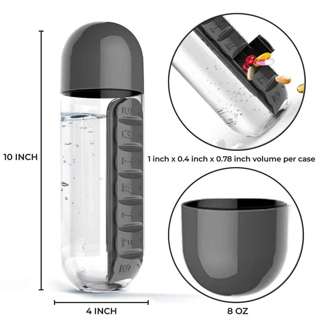 Plastic Drink Bottle with Medicine Pill Box