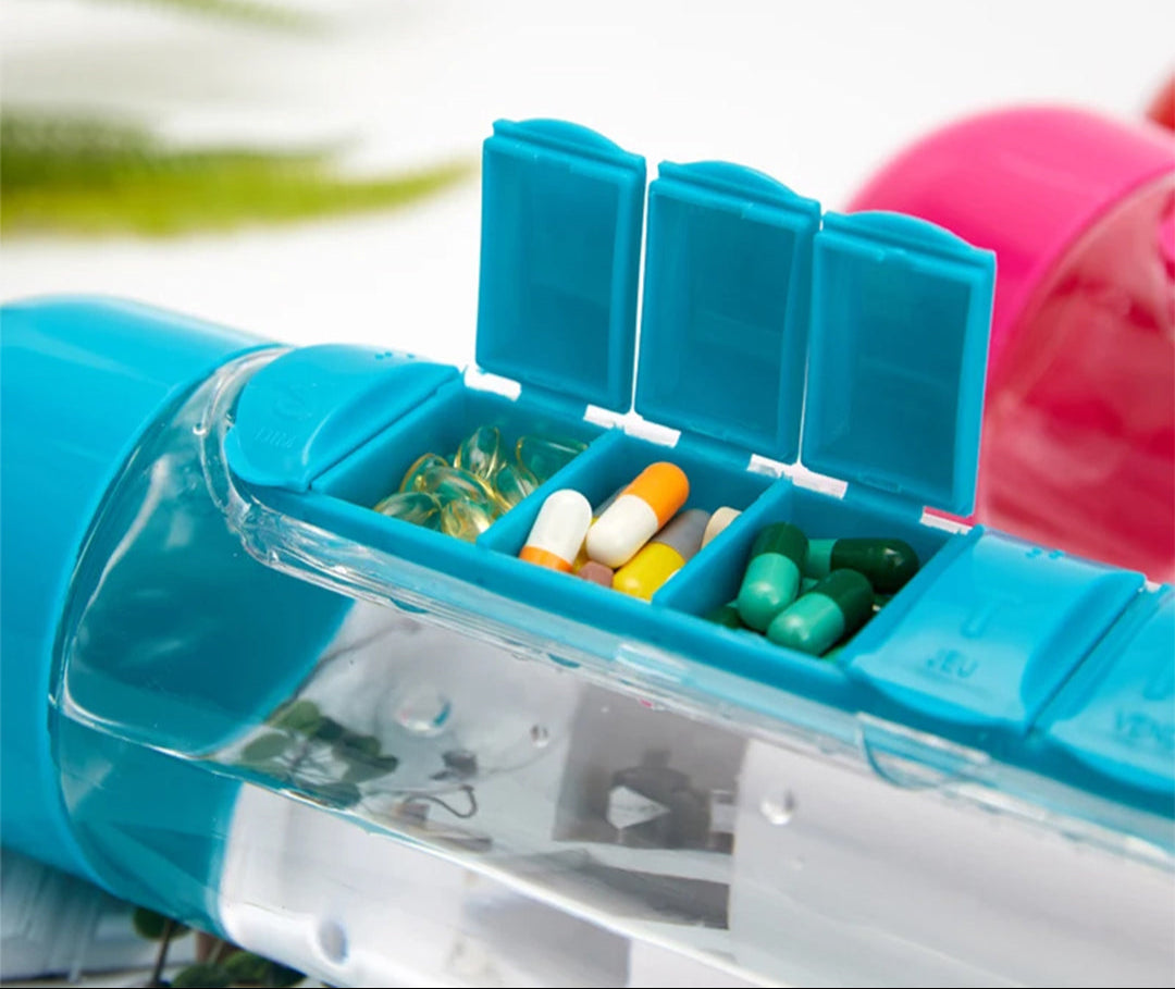 Plastic Drink Bottle with Medicine Pill Box