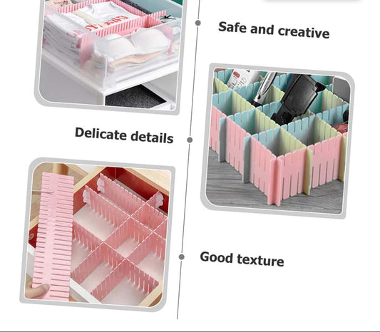 Adjustable Drawer Separator & Plastic DIY Divider Clapboard Organizer
