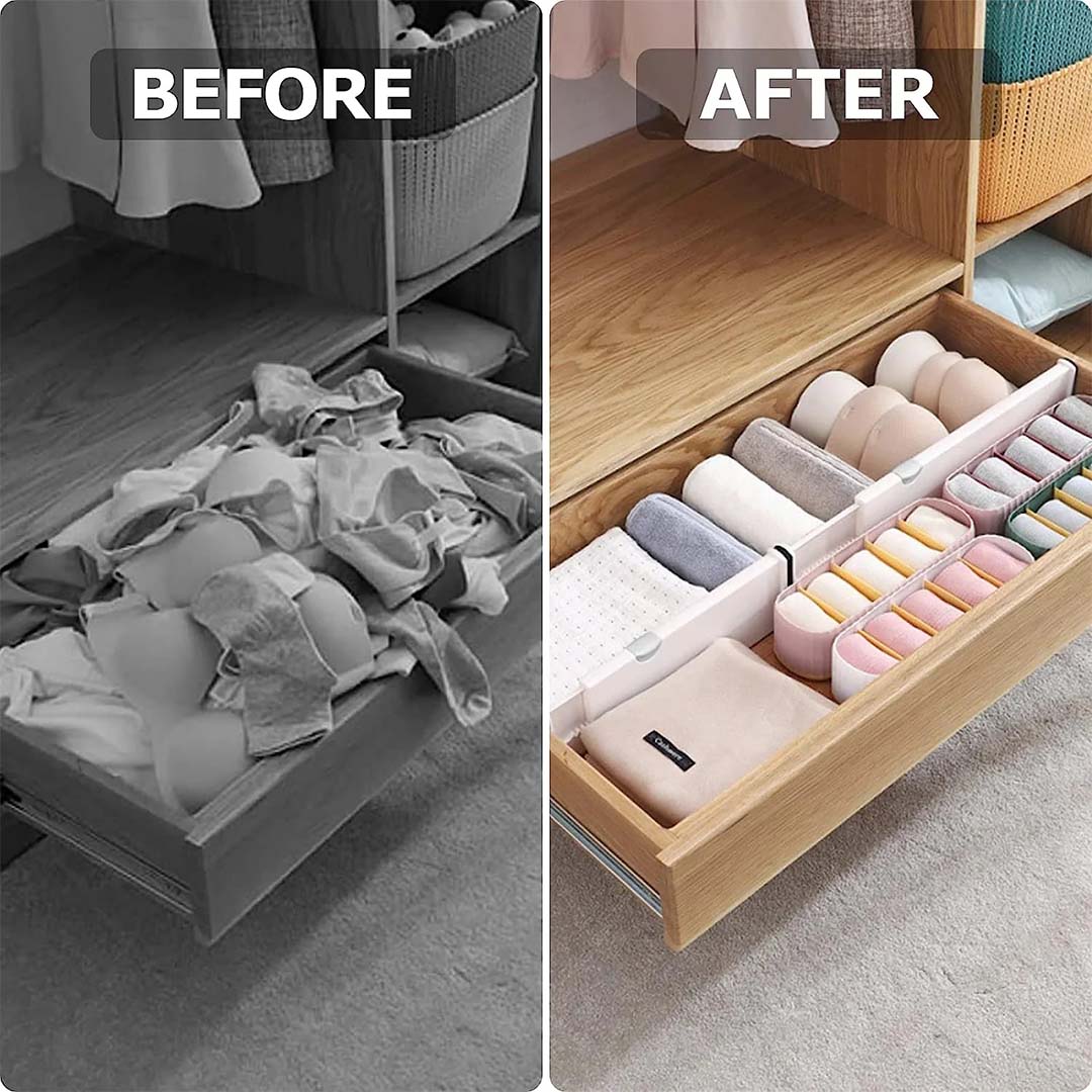 Adjustable Drawer Separator & Plastic DIY Divider Clapboard Organizer